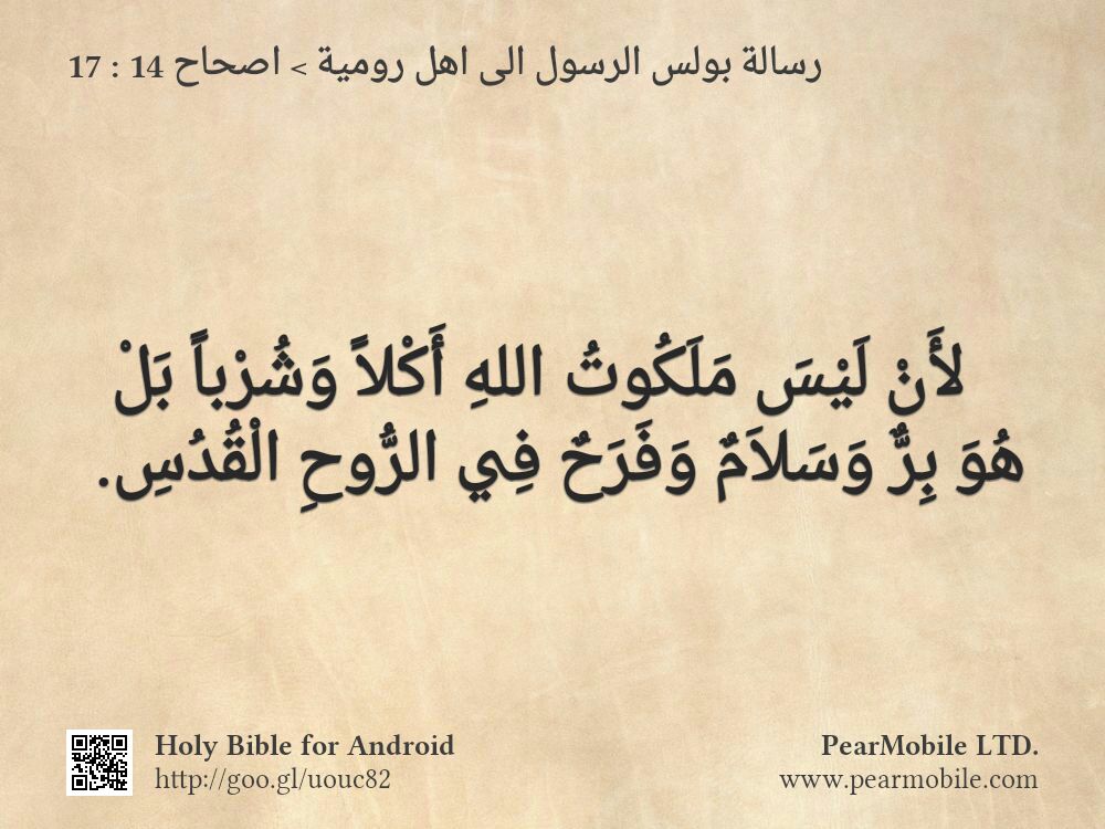 رسالة بولس الرسول الى اهل رومية, اصحاح 14:17