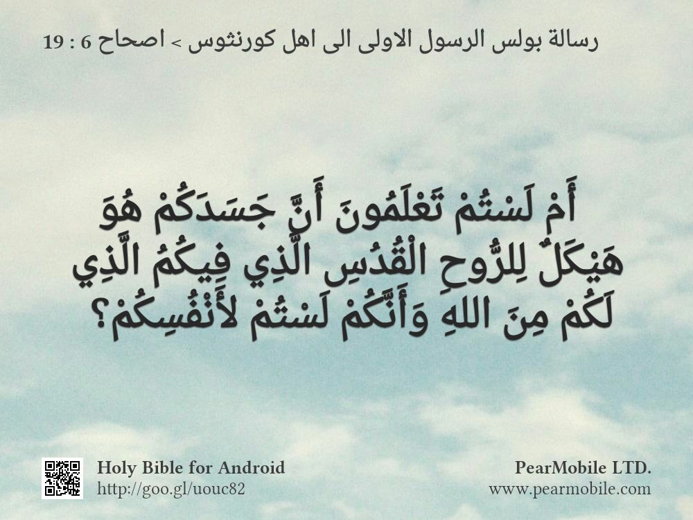 رسالة بولس الرسول الاولى الى اهل كورنثوس, اصحاح 6:19
