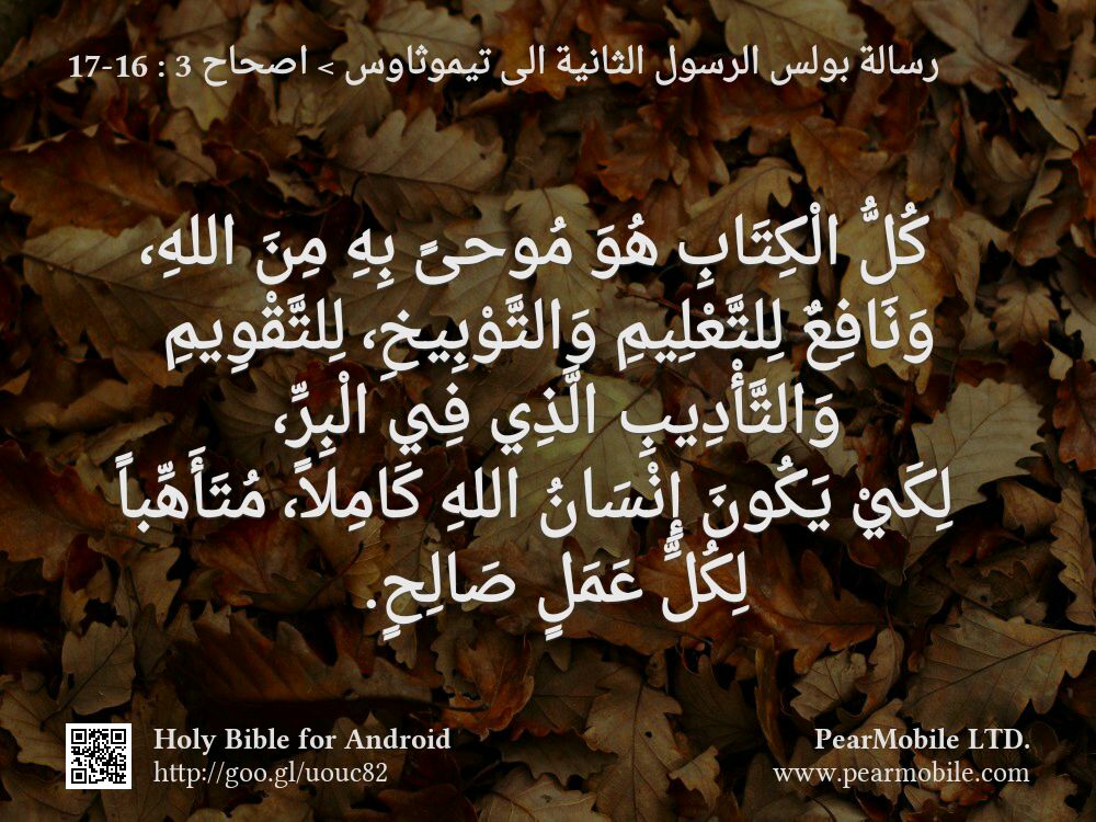رسالة بولس الرسول الثانية الى تيموثاوس, اصحاح 3:16-17