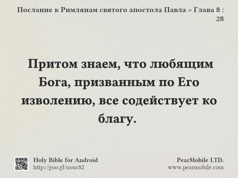 Послание к Римлянам святого апостола Павла, Глава 8:28