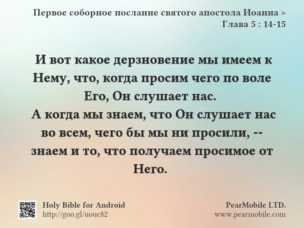 Первое соборное послание святого апостола Иоанна, Глава 5:14-15
