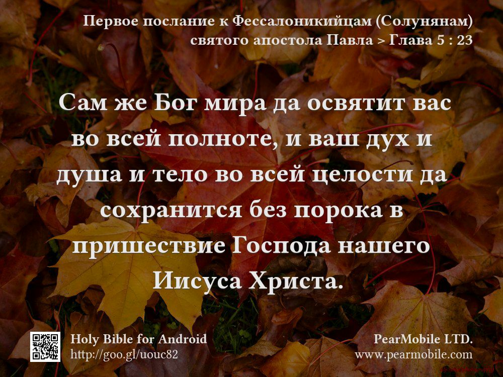Первое послание к Фессалоникийцам (Солунянам) святого апостола Павла, Глава 5:23