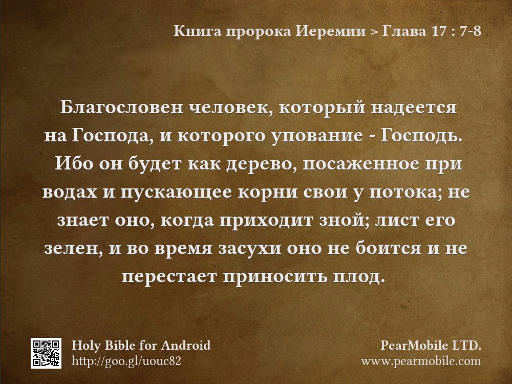 Книга пророка Иеремии, Глава 17:7-8