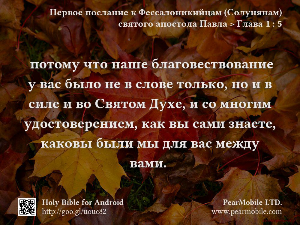 Первое послание к Фессалоникийцам (Солунянам) святого апостола Павла, Глава 1:5