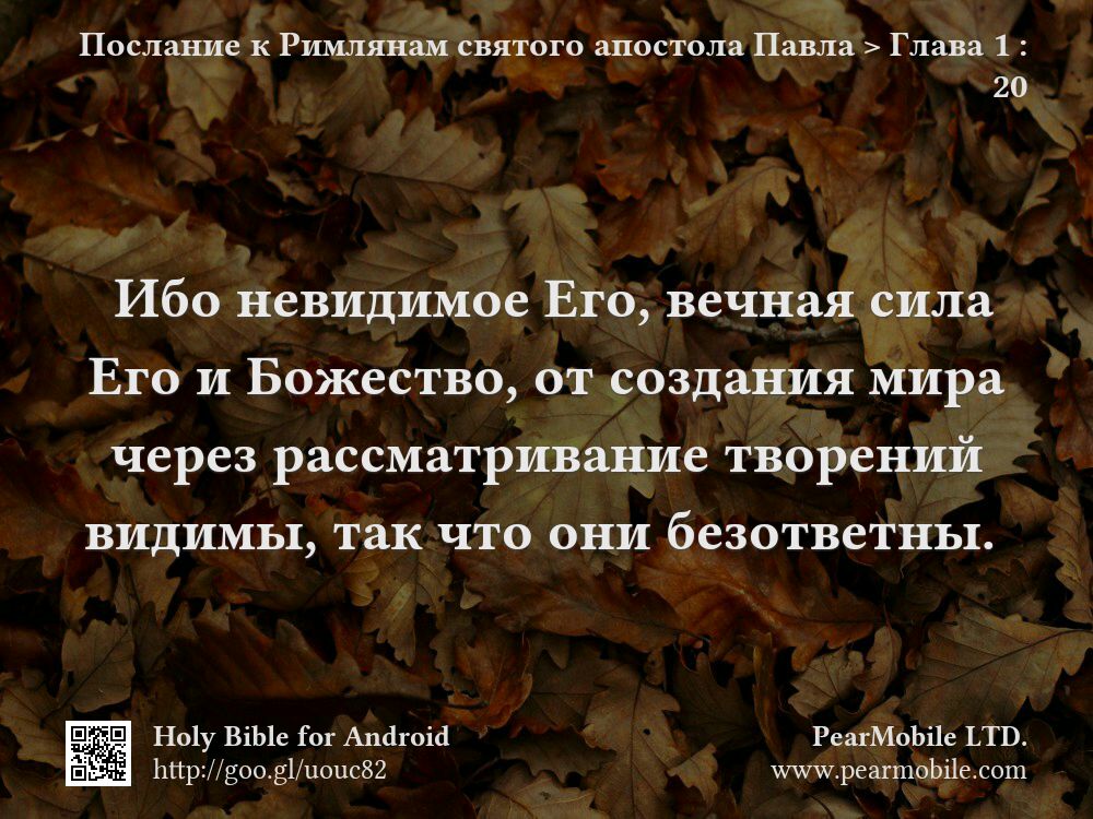 Послание к Римлянам святого апостола Павла, Глава 1:20