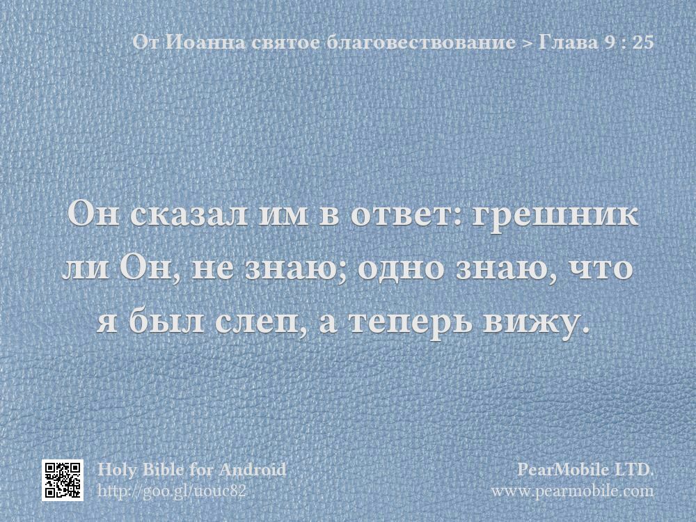 От Иоанна святое благовествование, Глава 9:25