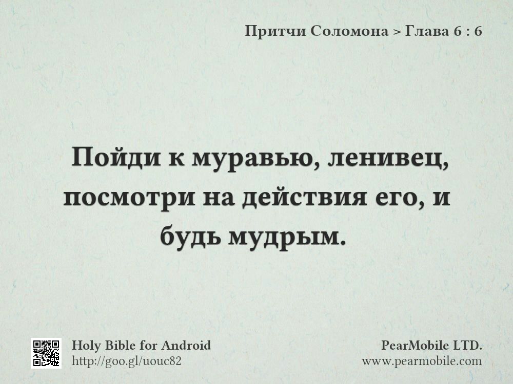 Притчи Соломона, Глава 6:6