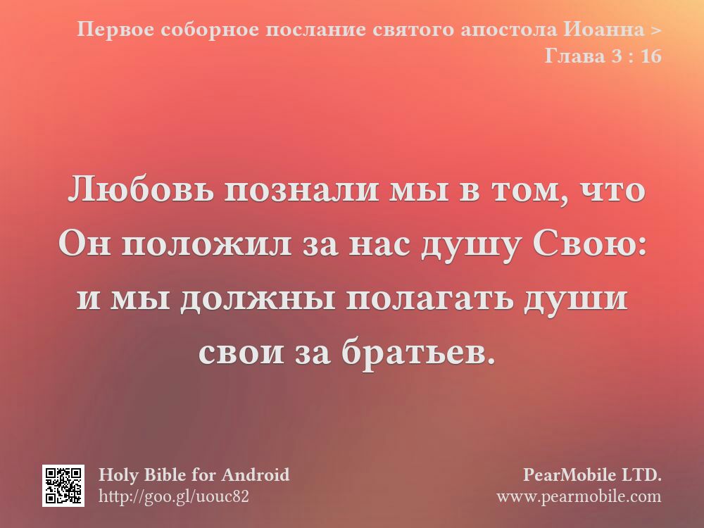 Первое соборное послание святого апостола Иоанна, Глава 3:16