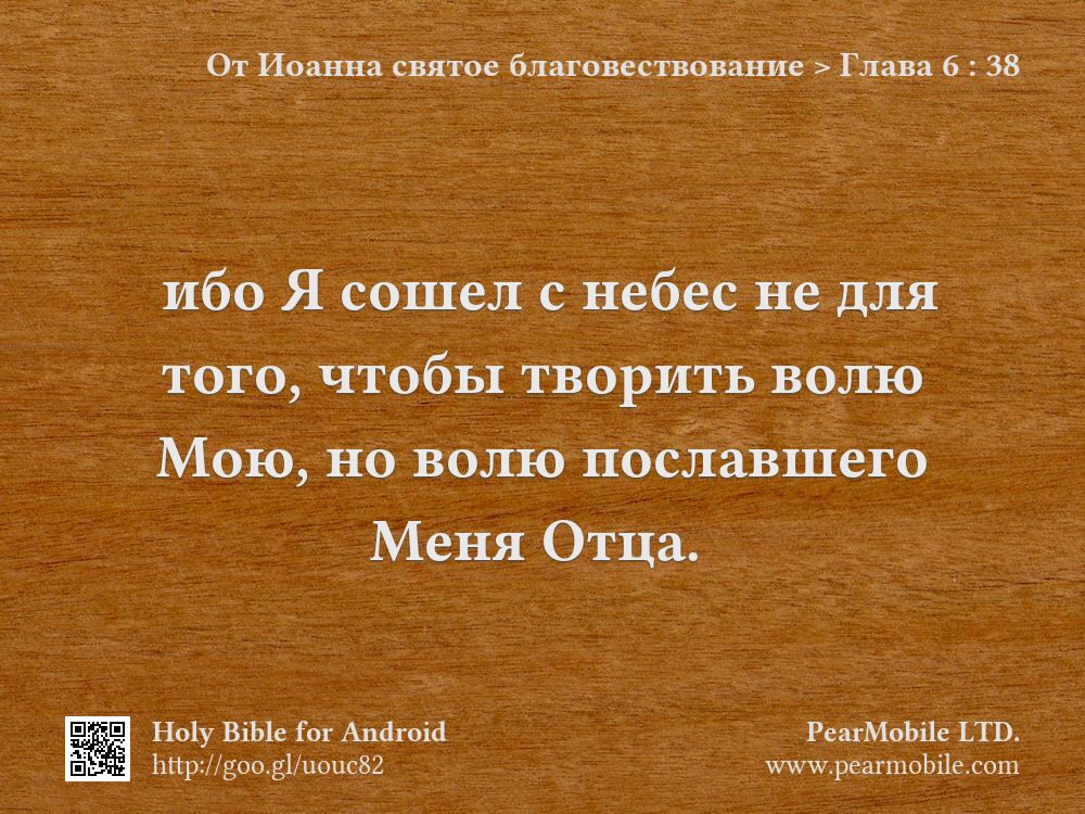 От Иоанна святое благовествование, Глава 6:38