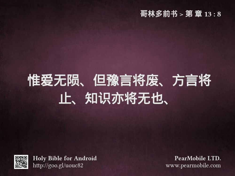 哥林多前书, 第 章 13:8